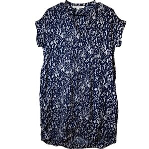 Loyal Hana Maternity Nursing‎ Dress Small Geometric Navy White Short Sleeve